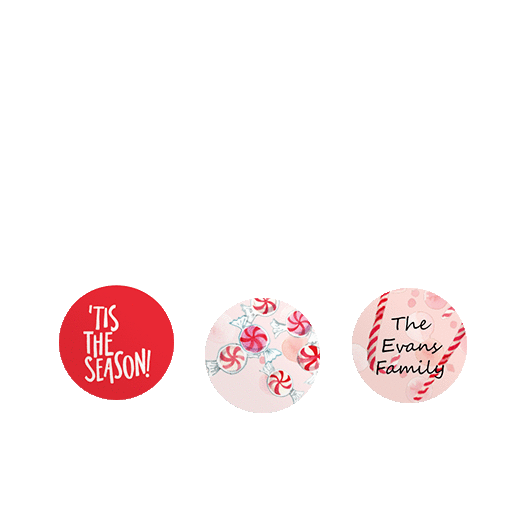 Personalized Christmas Peppermint Tis the Season 3/4" Stickers for Hershey's Kisses