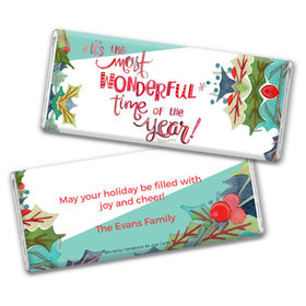 Personalized Christmas Wonderful Time Chocolate Bar & Wrapper