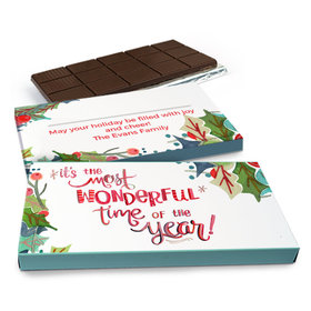 Deluxe Personalized Christmas Wonderful Time Chocolate Bar in Gift Box (3oz Bar)