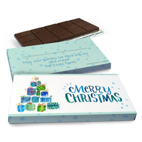 Deluxe Personalized Christmas Tree Presents Chocolate Bar in Gift Box (3oz Bar)