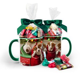 Personalized Christmas Stocking Puppies 11oz Mug with Hershey's Holiday Mix