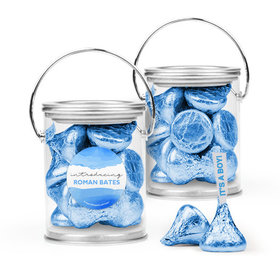 Personalized Boy Birth Announcement Favor Assembled Paint Can with Hershey's Kisses