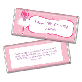 Birthday Ballerina Themed Personalized Hershey's Chocolate Bar & Wrapper