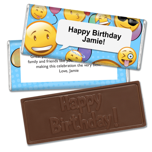 Birthday Emoji Themed Embossed Happy Birthday Bar