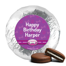 Personalized Birthday Paw Command Pink Milk Chocolate Covered Foil Oreos