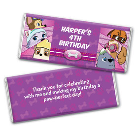 Personalized Birthday Paw Command Pink Chocolate Bar Wrappers