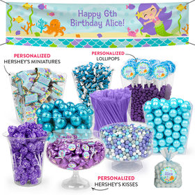 Personalized Kids Birthday Mermaid Friends Deluxe Candy Buffet