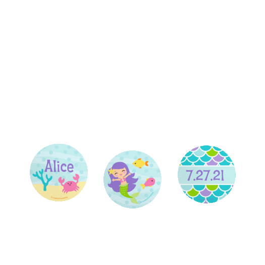 Personalized Birthday Mermaid Friends 3/4" Stickers for Hershey's Kisses