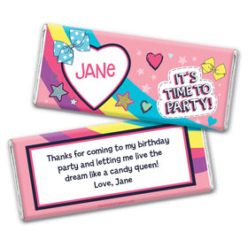Personalized Birthday Party Bows Chocolate Bar & Wrapper