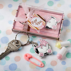 Pink Baby Carriage Key Chain Favor (Each)