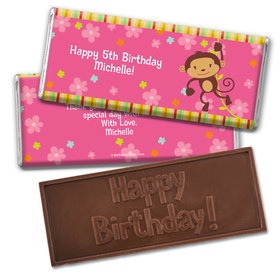 Birthday Girl Monkey Embossed Happy Birthday Chocolate Bar