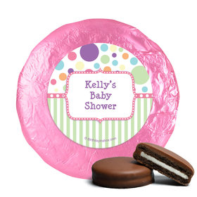 Baby Shower Pink Stripe Personalized Milk Chocolate Covered Oreos