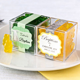 Personalized Baptism JUST CANDY® favor cube with Gummy Bears