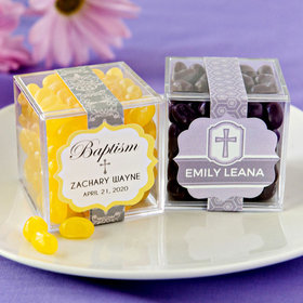 Personalized Baptism JUST CANDY® favor cube with Jelly Belly Jelly Beans