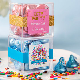 Personalized Birthday JUST CANDY® favor cube with Hershey's Kisses