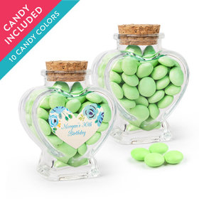 Personalized Birthday Favor Assembled Heart Jar with Just Candy Milk Chocolate Minis