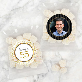 Personalized Milestone 50th Birthday Candy Bags with Jelly Belly Champagne Bubble Gumdrops