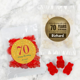 Personalized Milestone 70th Birthday Candy Bags with Gummi Bears