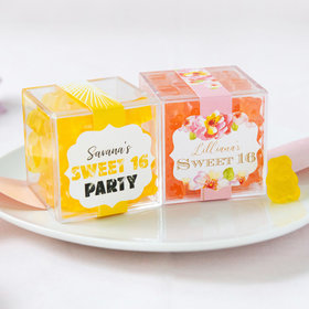 Personalized Sweet 16 Birthday JUST CANDY® favor cube with Gummy Bears