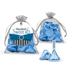 Personalized Sweet 16 Birthday Favor Assembled Organza Bag with Hershey's Kisses