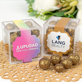 Personalized Business Add Your Logo JUST CANDY® favor cube with Premium Sparkling Prosecco Cordials - Dark Chocolate