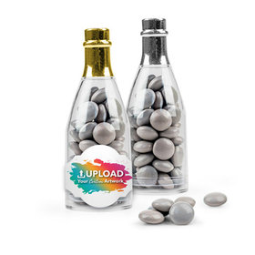 Personalized Business Add Your Logo Favor Assembled Champagne Bottle with Just Candy Milk Chocolate Minis