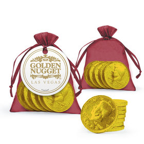 Personalized Business Add Your Logo Favor Assembled Organza Bag, Gift tag with Milk Chocolate Coins
