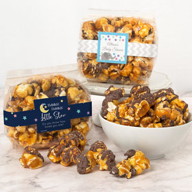 Personalized Baby Shower Chocolate Caramel Sea Salt Gourmet Popcorn 3.5 oz Bags