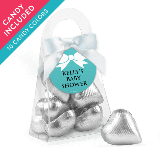 Personalized Baby Shower Favor Assembled Purse with Milk Chocolate Hearts