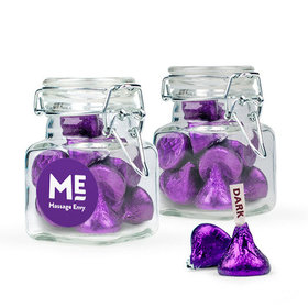 Personalized Thank You Favor Assembled Swing Top Square Jar with Hershey's Kisses