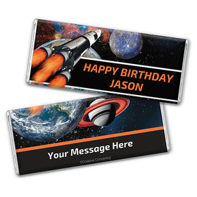 Personalized Birthday Space Blast Chocolate Bar & Wrapper