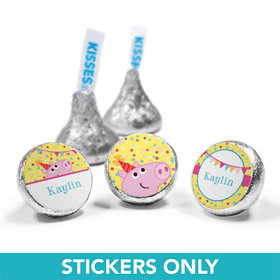 Personalized Birthday Pigs & Dots 3/4" Sticker (108 Stickers)