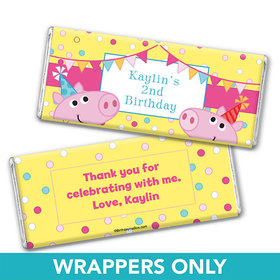 Personalized Birthday Pigs & Dots Chocolate Bar Wrappers