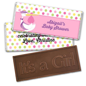 Personalized Baby Shower Pink Stork Embossed Chocolate Bar & Wrapper