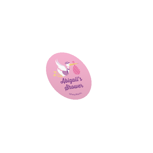 Personalized Baby Shower Baby Shower Pink Stork 2" Sticker for Small Mason Jar