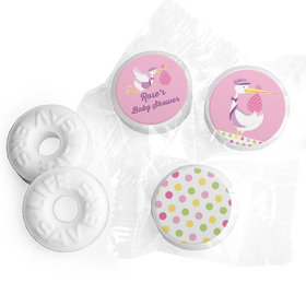 Personalized Baby Shower Pink Stork Life Savers Mints