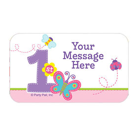 Sweet First Birthday Girl Personalized Rectangular Stickers (18 Stickers)