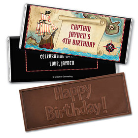 Personalized Birthday Pirate Map Embossed Happy Birthday Chocolate Bar