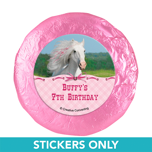 Personalized Birthday Horse 1.25" Stickers (48 Stickers)