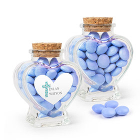 Personalized Boy Confirmation Favor Assembled Heart Jar with Just Candy Milk Chocolate Minis