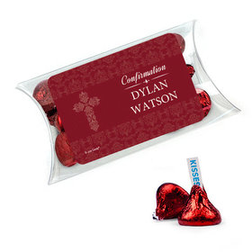 Personalized Boy Confirmation Favor Assembled Pillow Box with Hershey's Kisses