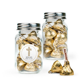 Personalized Girl Confirmation Favor Assembled Mini Mason Jar with Hershey's Kisses