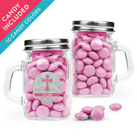 Personalized Girl Confirmation Favor Assembled Mini Mason Mug with Just Candy Milk Chocolate Minis