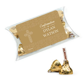 Personalized Girl Confirmation Favor Assembled Pillow Box with Hershey's Kisses