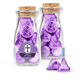 Personalized Girl Confirmation Favor Assembled Glass Bottle with Cork Top with Hershey's Kisses
