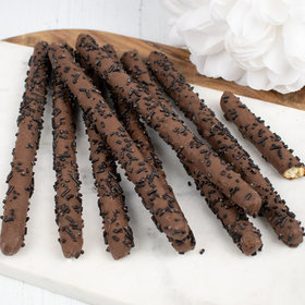 Black Sprinkle Chocolate Pretzel Rods