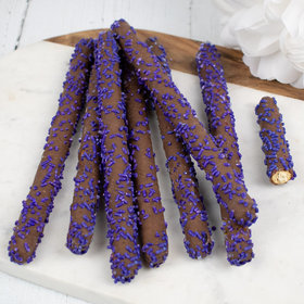 Purple Sprinkle Chocolate Pretzel Rods