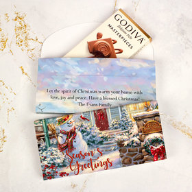 Deluxe Personalized Christmas Silent Night Lane Godiva Chocolate Bar in Gift Box
