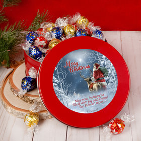 Personalized Christmas Starry Night Santa Tin with Lindt Truffles (approx 45 pcs)