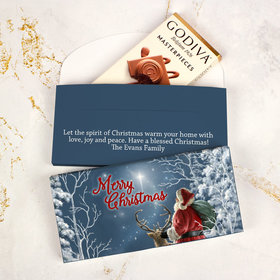 Deluxe Personalized Christmas Silent Night Santa Godiva Chocolate Bar in Gift Box